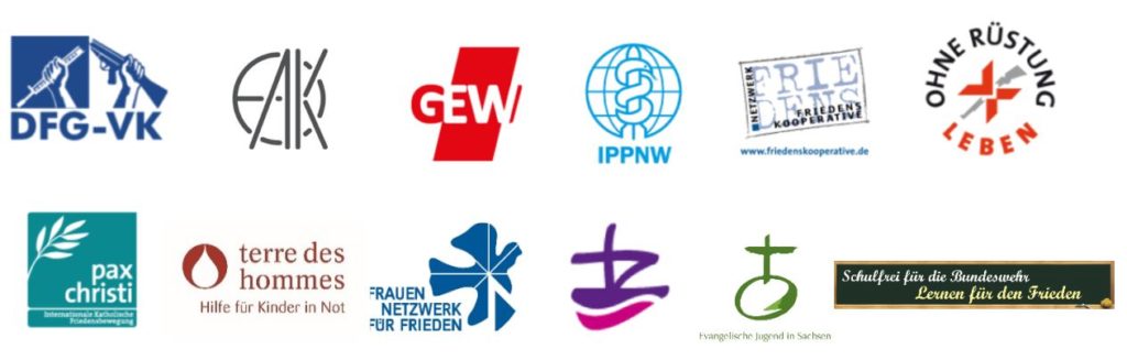 Logos der Organisationen von "Unter 18 nie - Keine Minderjährigen-Rekrutierung"